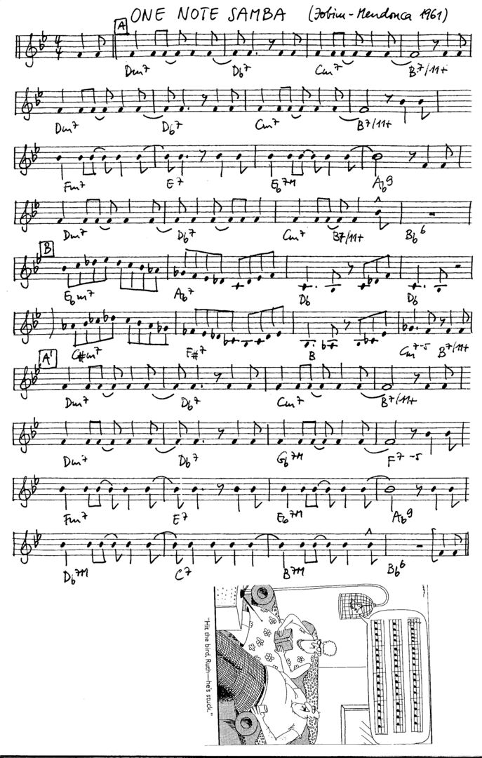 one note samba leadsheet – book us for your next 20s or gatsby event